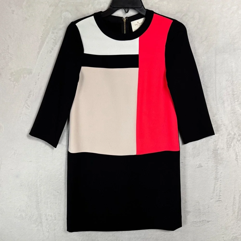 NWT Kate Spade Go Fly A Kite Colorblock Shift Dress Sz 00 Mondrian Mod 60s Style